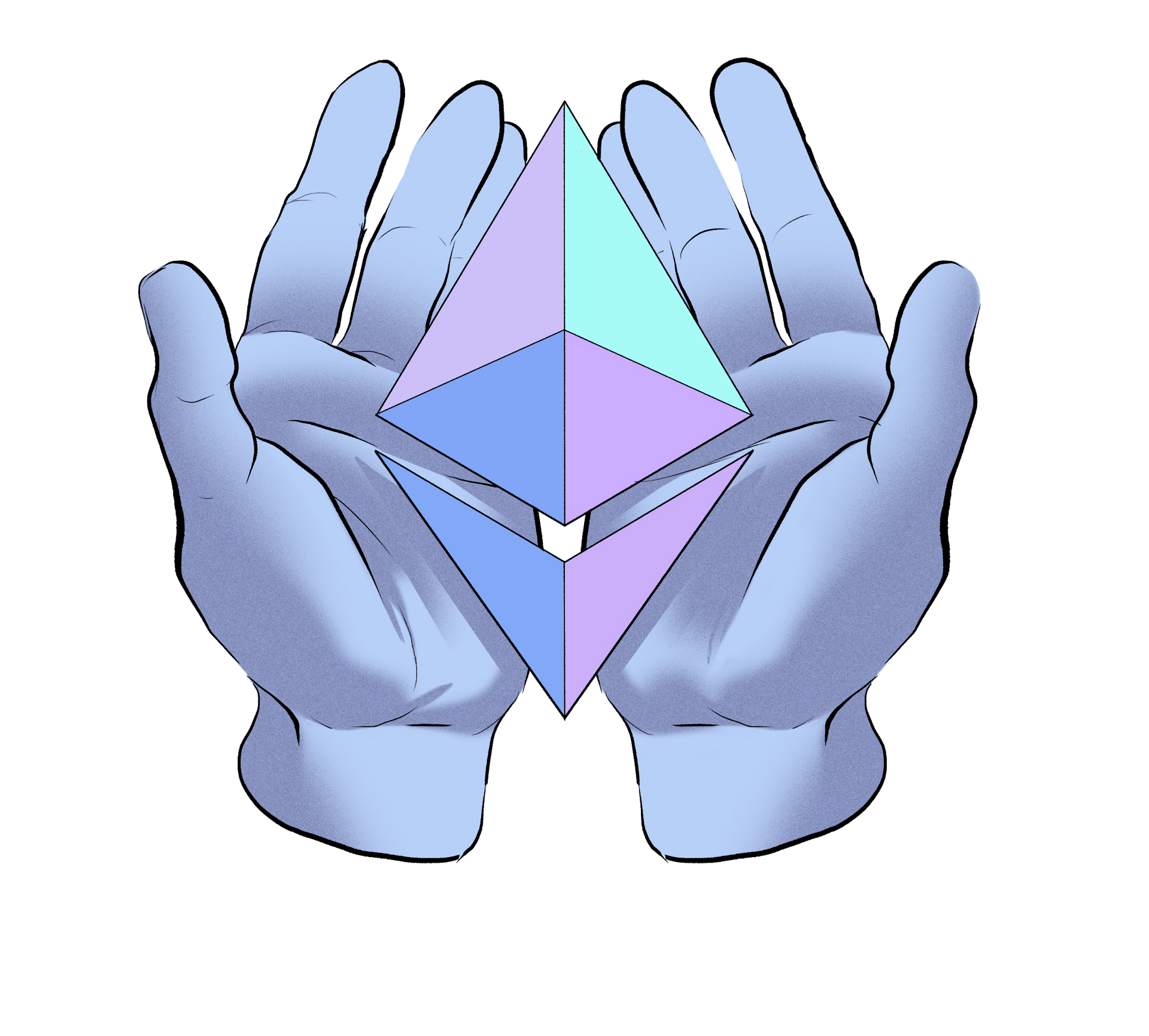 Open hands holding ether glyph
